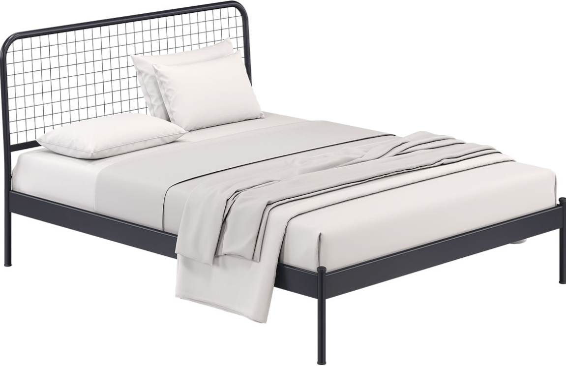 Απεικονίζει Κρεβάτι Μονό Μεταλλικό Σκούρο Μπλε Loren KS.